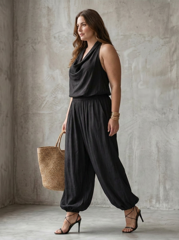 Soleil | Draperad Halslinje Fluid Topp Bred Ben Set