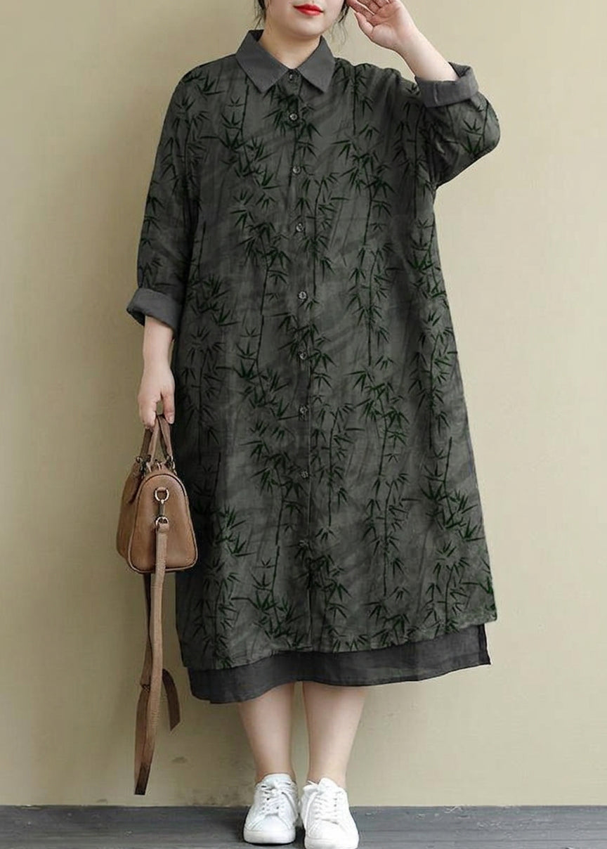 Isolde - Röd Linne Skjortklänning Casual Oversize Vår Maxi Klänningar