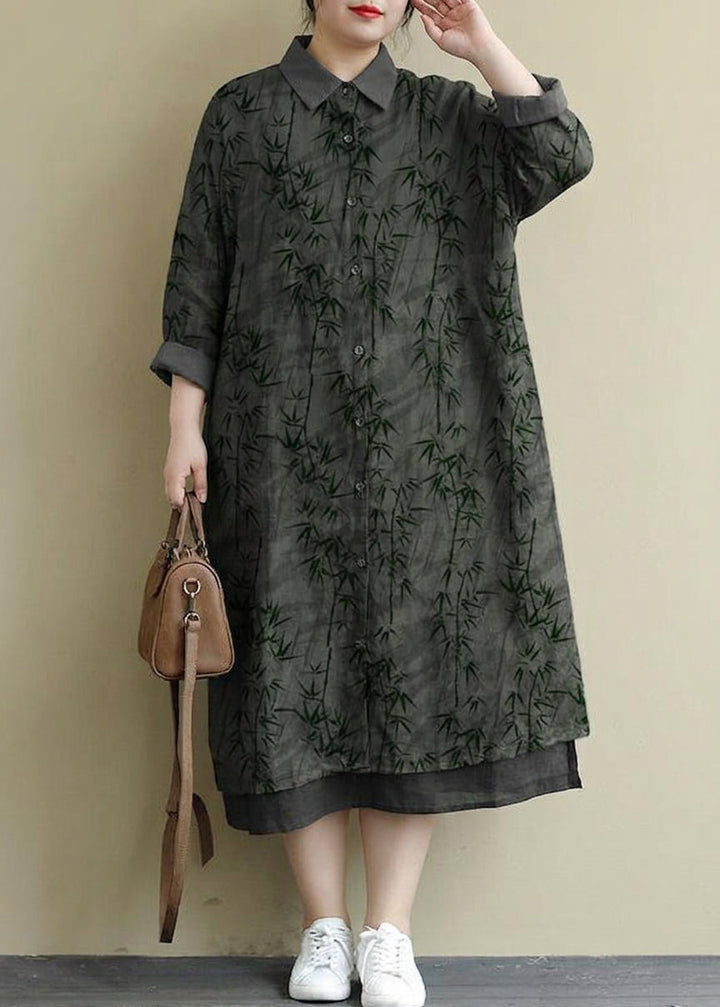 Isolde - Röd Linne Skjortklänning Casual Oversize Vår Maxi Klänningar