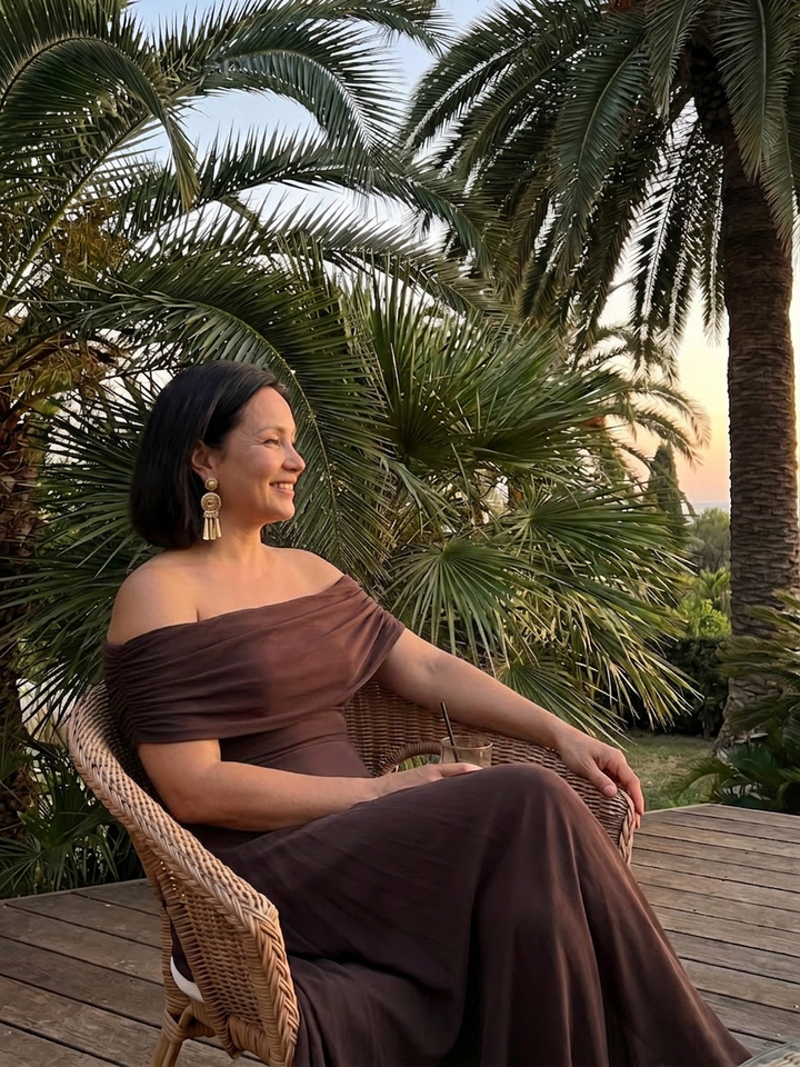 Astrid | Off Shoulder Draped Midi Klänning