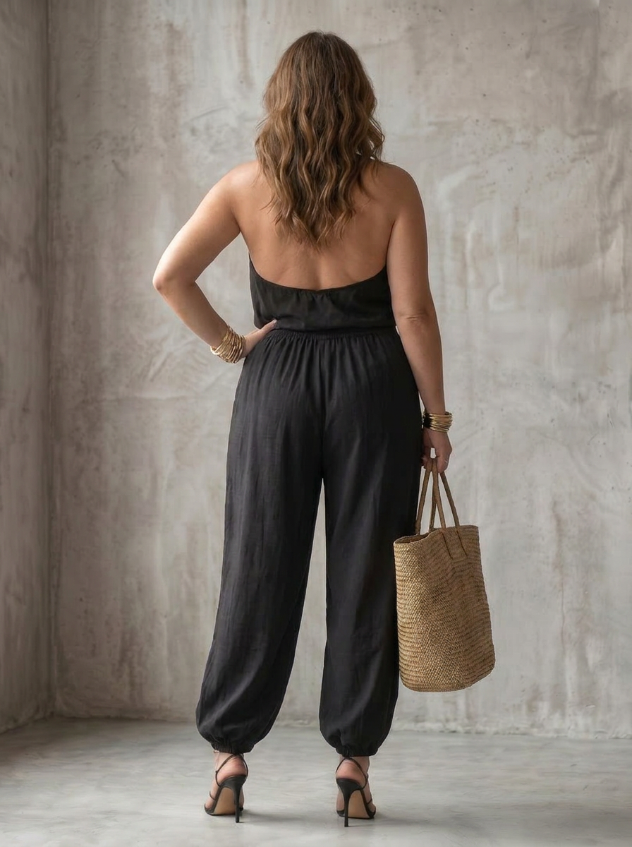 Soleil | Draperad Halslinje Fluid Topp Bred Ben Set