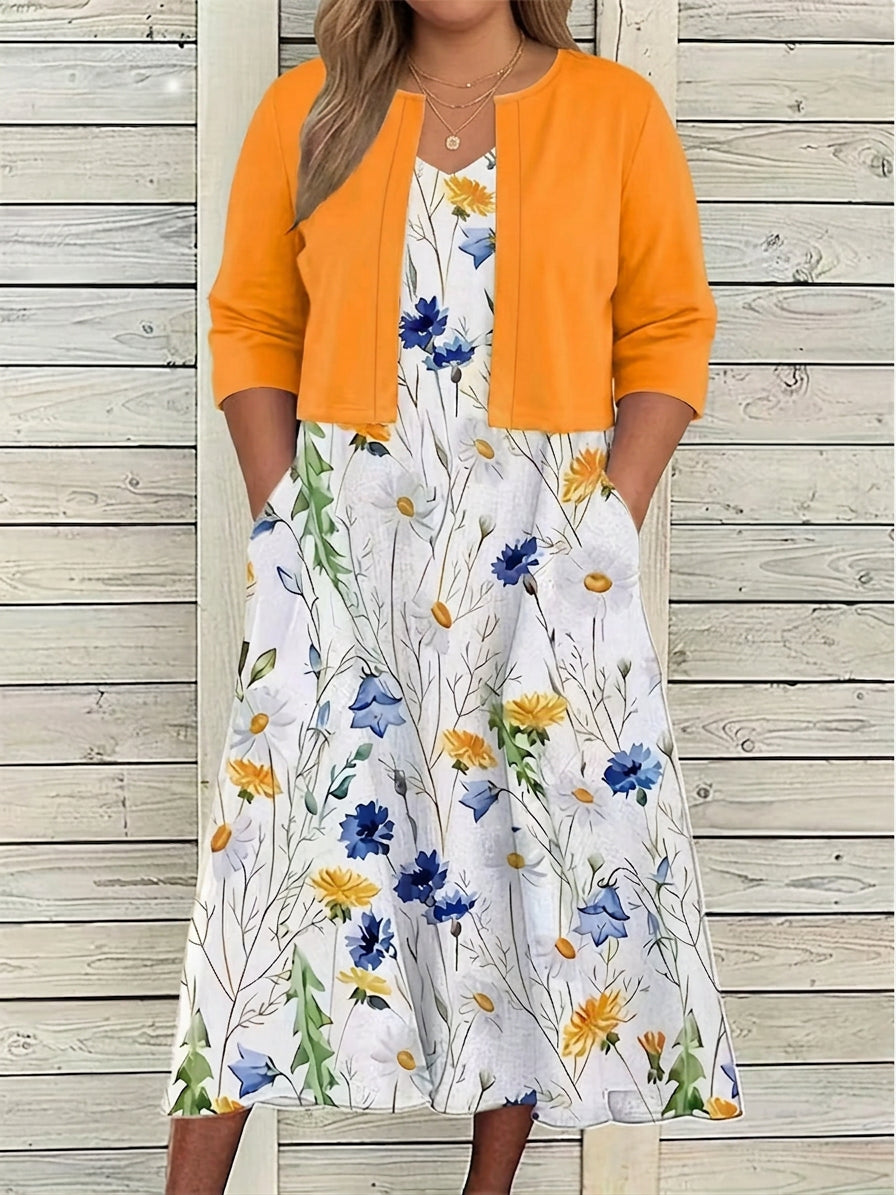 Aisha - Blommig Klänning Tvådelad Set