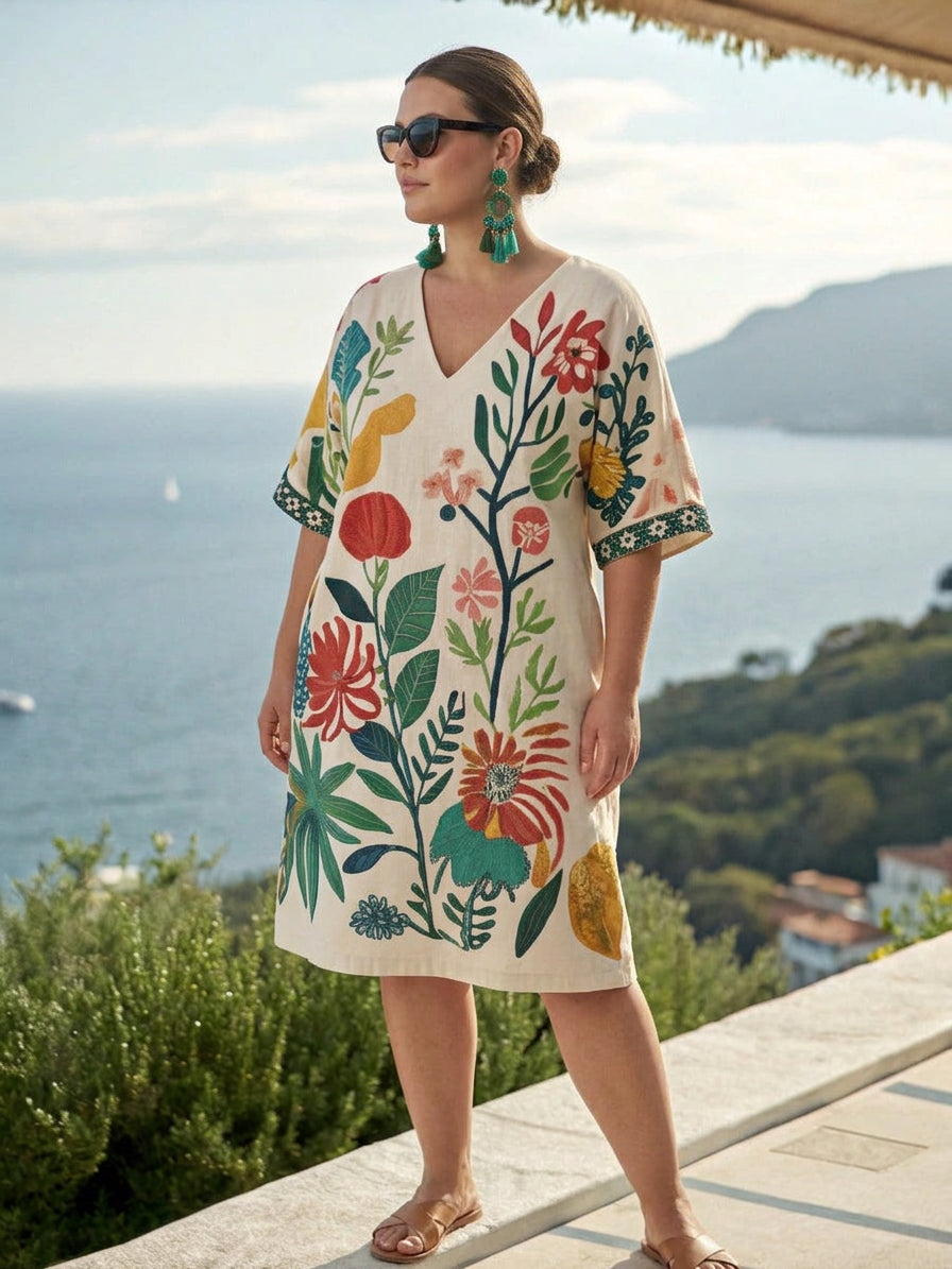 Cecily | Kustinspirerad Botanisk Miniklänning