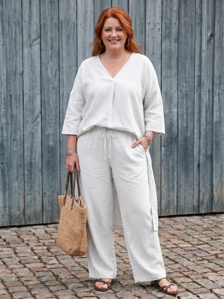 Juna | Lång Tunika Top och Vida Byxor Set