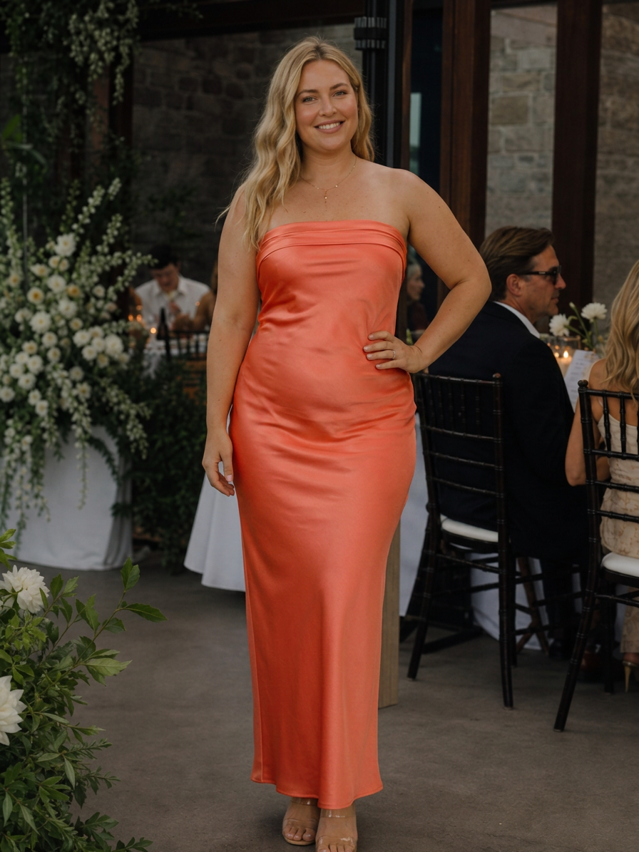 Rhian | Strapless Fitted Silhouette Midi Klänning