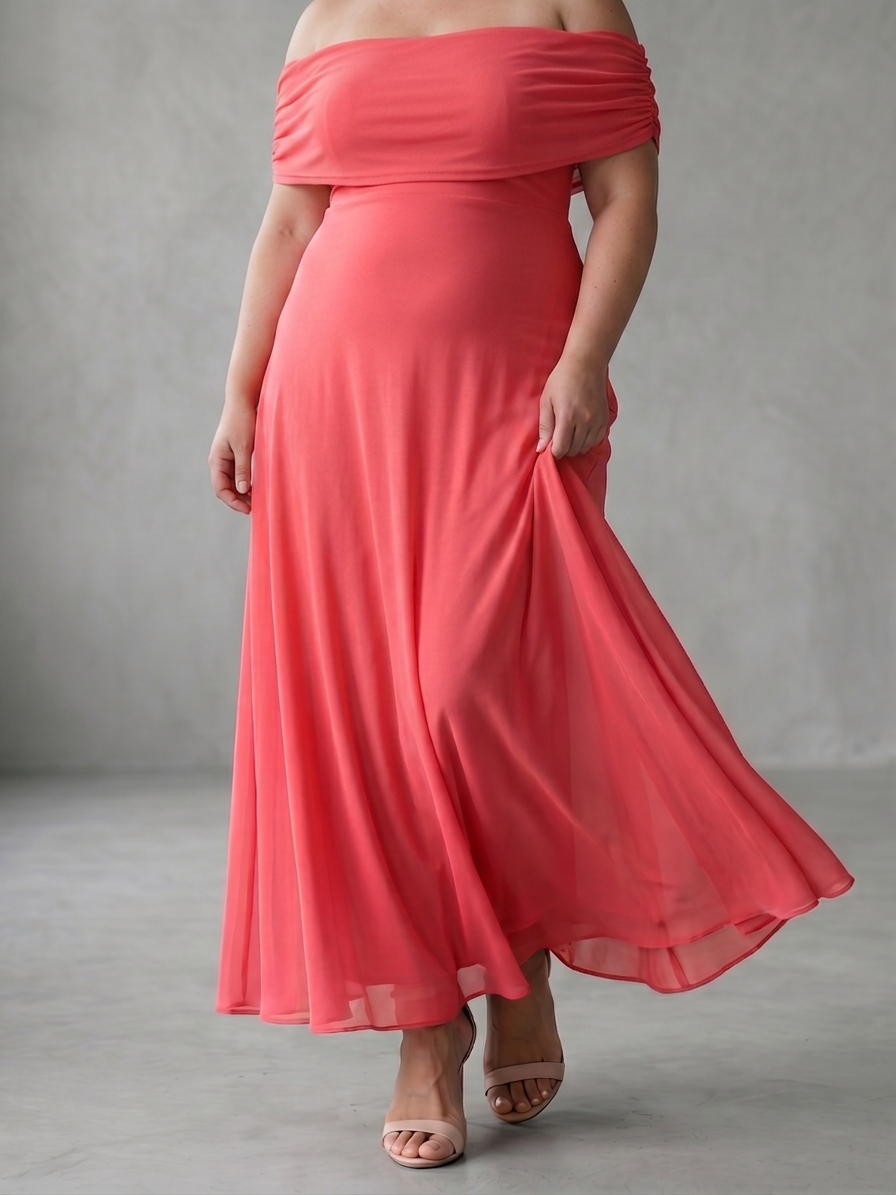 Astrid | Off Shoulder Draped Midi Klänning