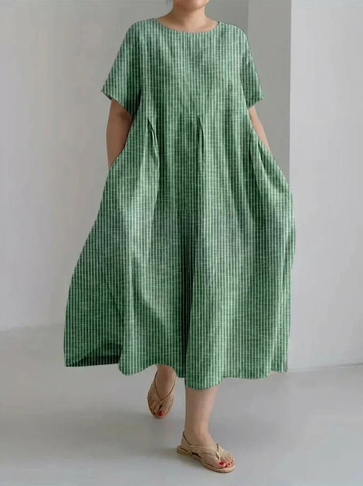 Laisa | Dam Casual Med Retro Randig Design Löst Klänning