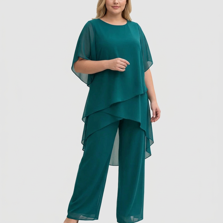 Isolde | Kostym med draperade palazzo-byxor