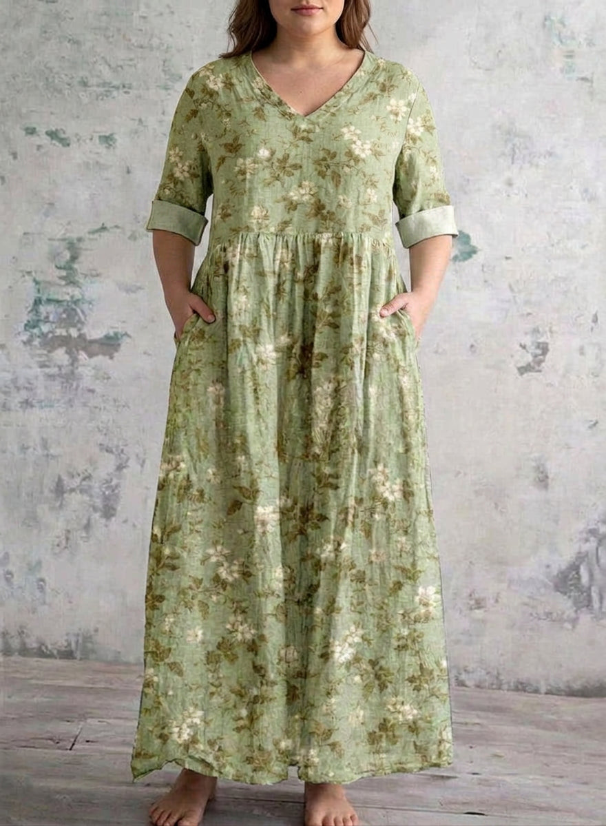 Theodora | Salvia äng Maxi Klänning