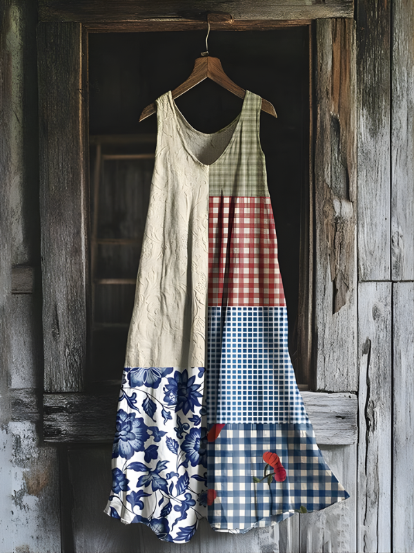 Sylvie - Landsbygdens charm Patchwork konstklänning