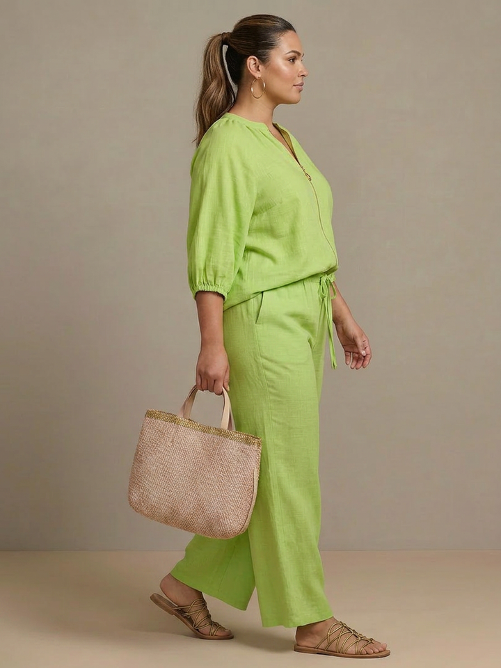 Cecily | Blus med dragkedja fram och vida byxor