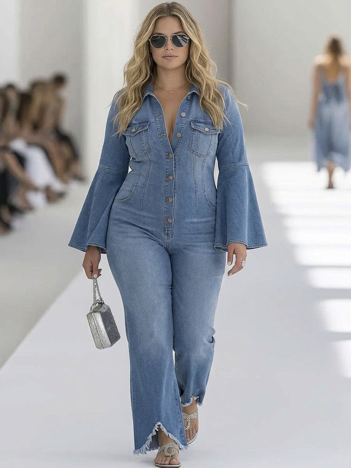 Wren - Långärmad jumpsuit med vida ben