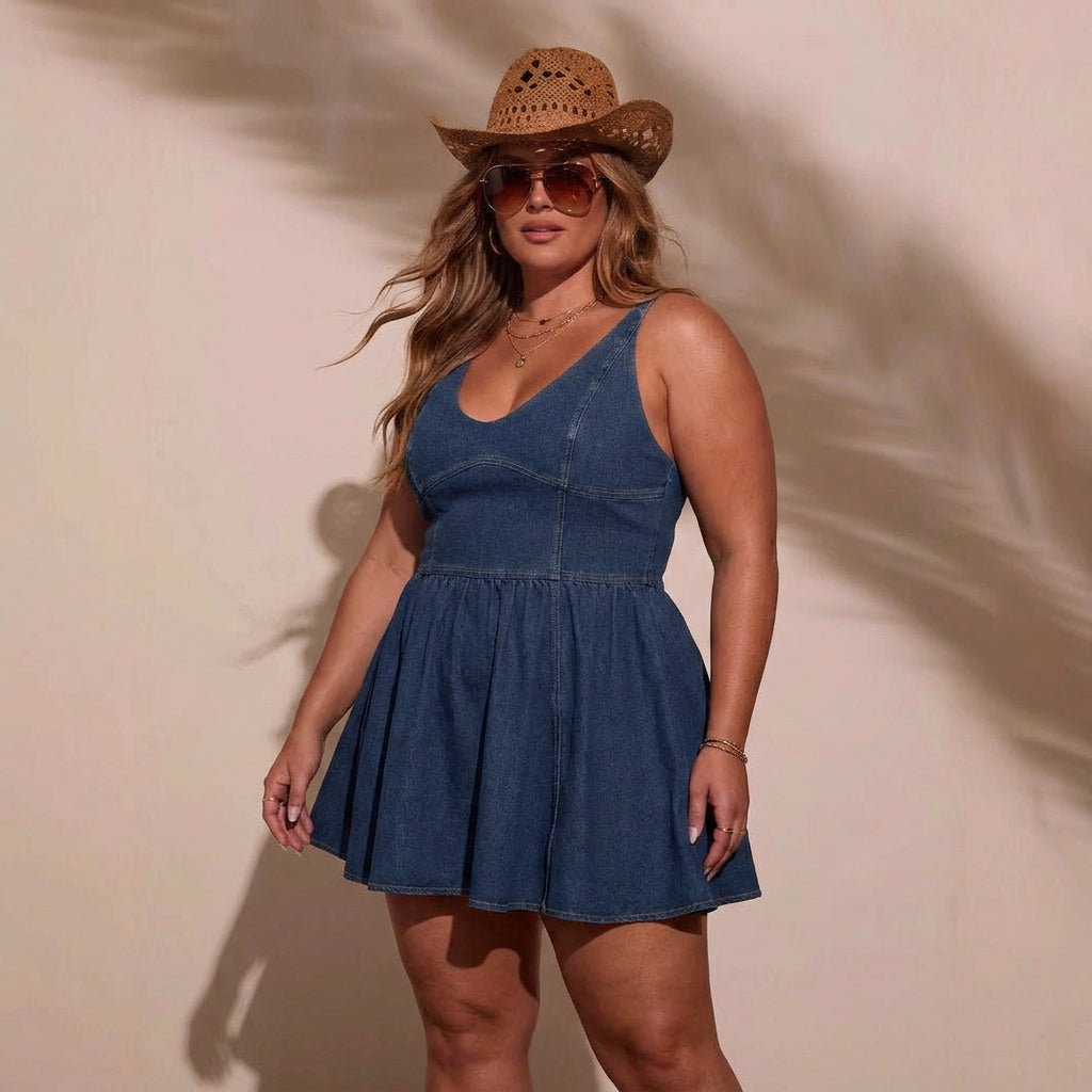 Jessamine Denim Flared Klänning