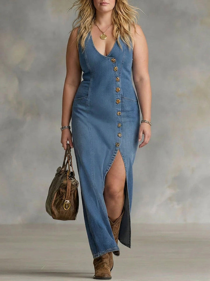 Noa Ärmlös Denimklänning