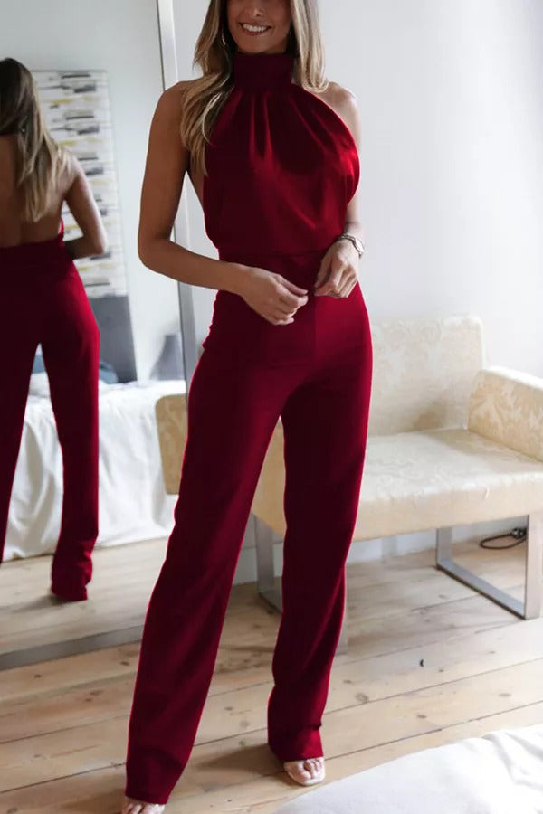 Yuki - Trivande Hela Natten Satin Halterneck Jumpsuit