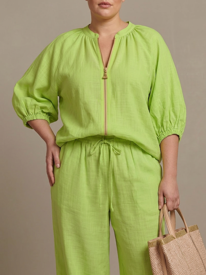 Cecily | Blus med dragkedja fram och vida byxor