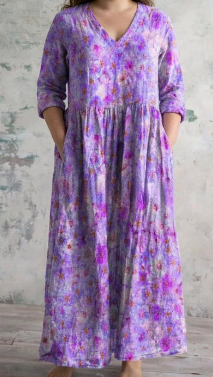 Beatrix | Lavendel Blom Maxi Klänning