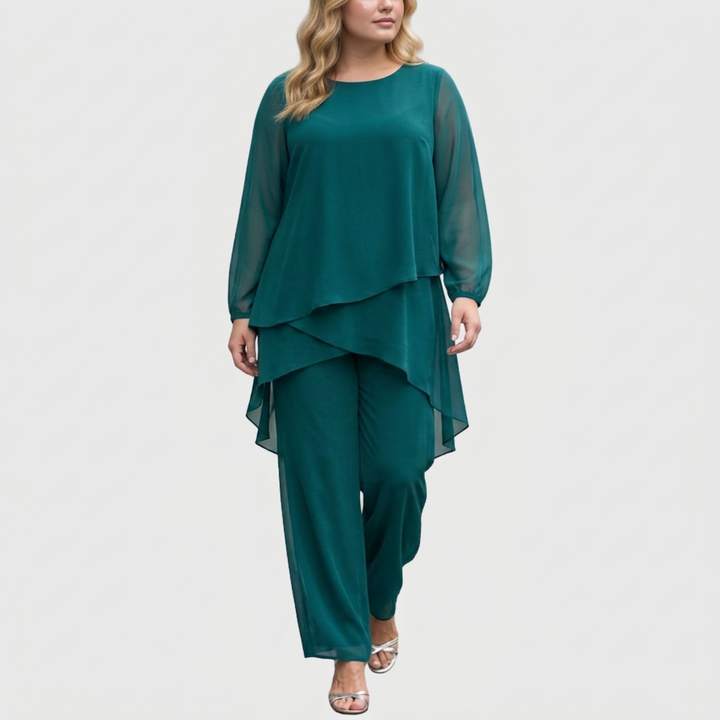 Isolde | Kostym med draperade palazzo-byxor