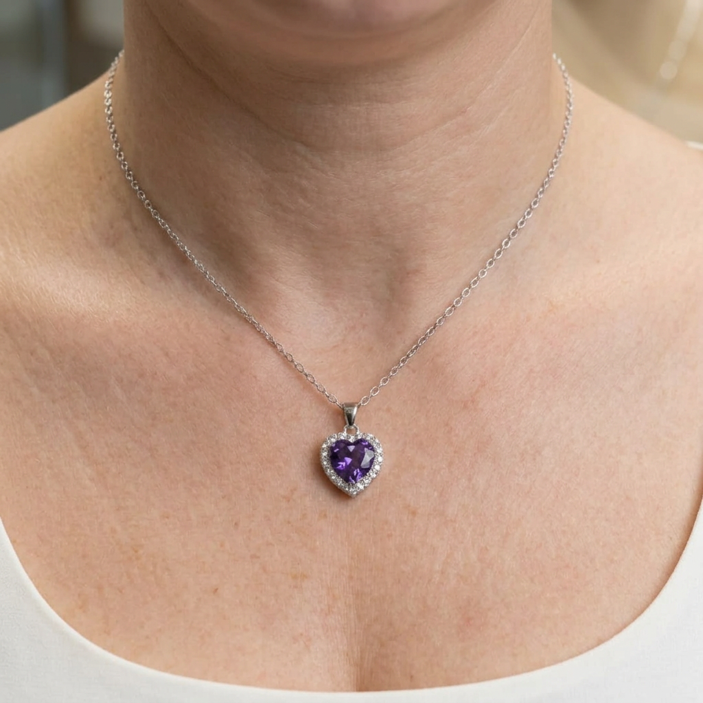 Lowri Heart Radiance Halsband | Vitt Guld