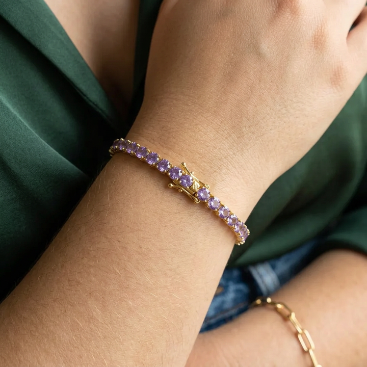 Zelda Tennisarmband | Vitt Guld