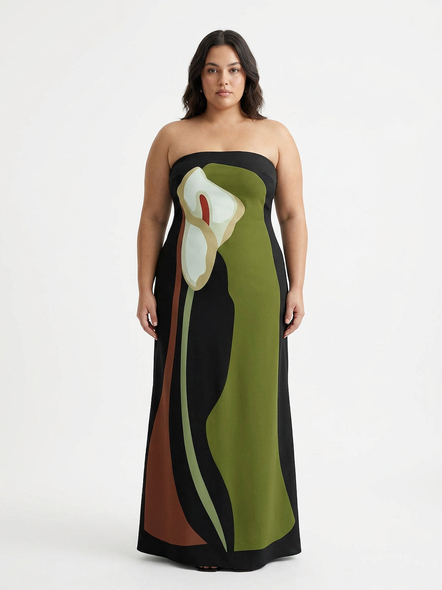 Zinnia - Abstrakt Off-Shoulder Maxiklänning