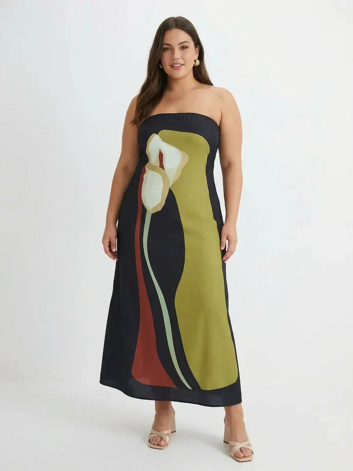Zinnia - Abstrakt Off-Shoulder Maxiklänning