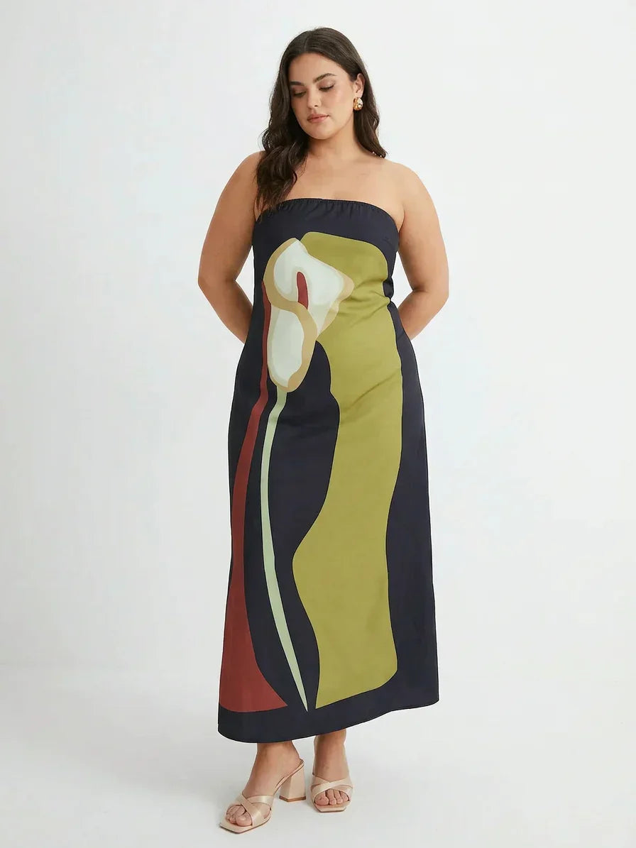 Zinnia - Abstrakt Off-Shoulder Maxiklänning