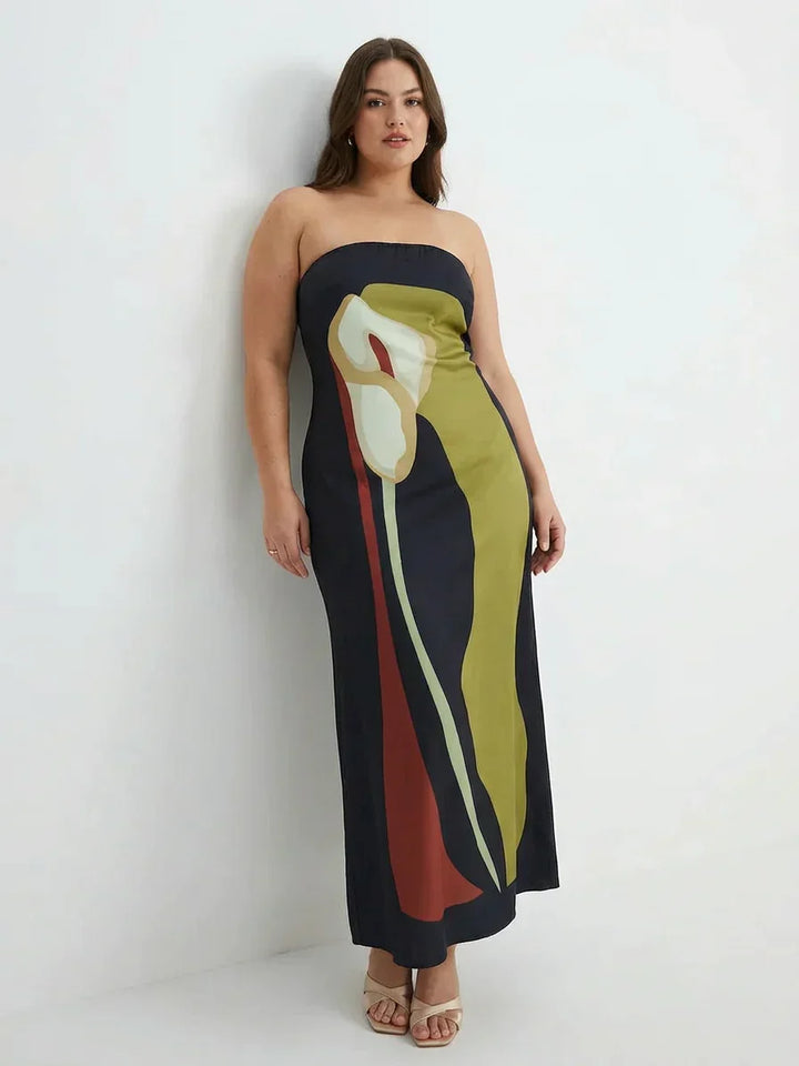 Zinnia - Abstrakt Off-Shoulder Maxiklänning