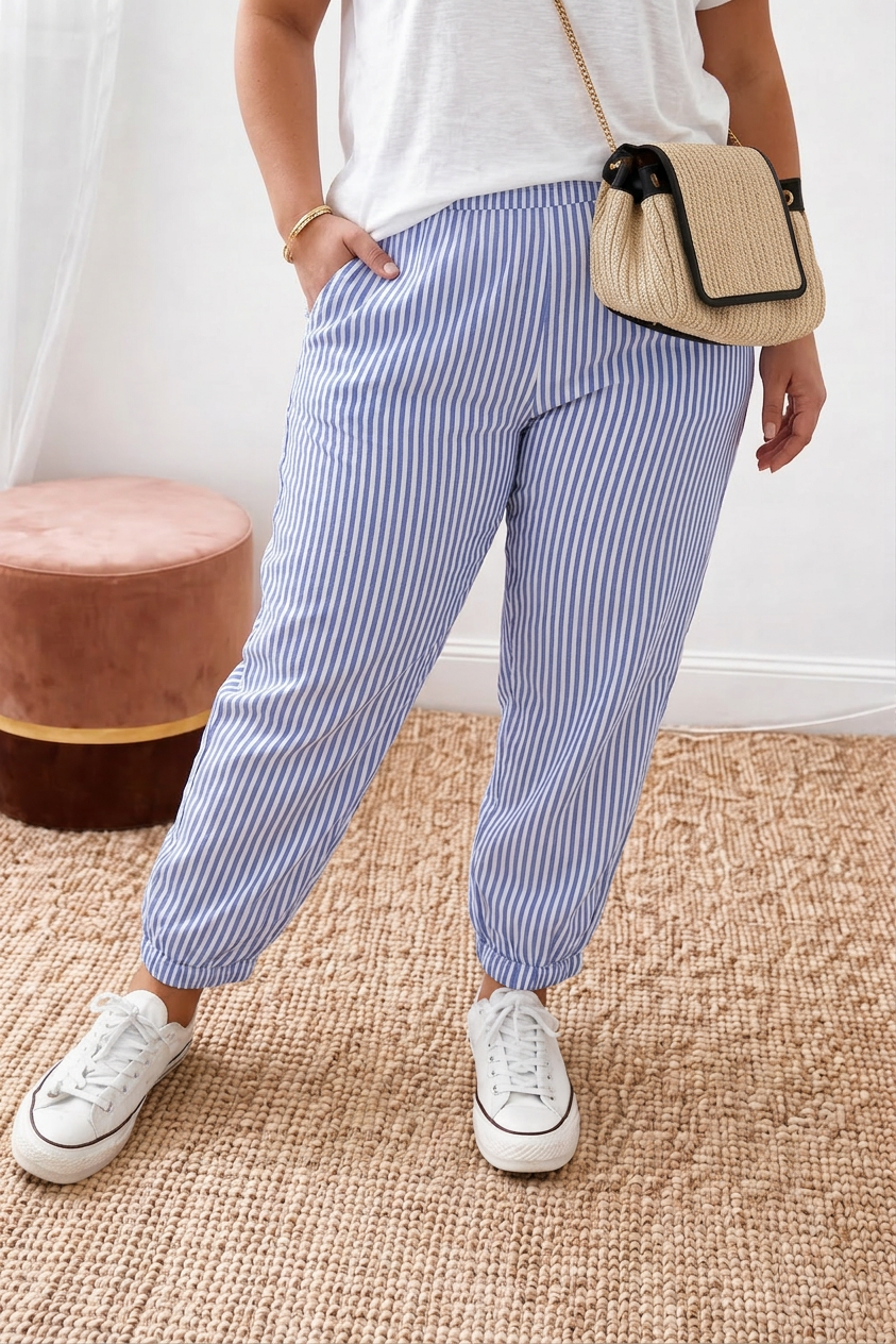 Adeline | Strandrandiga Joggingbyxor