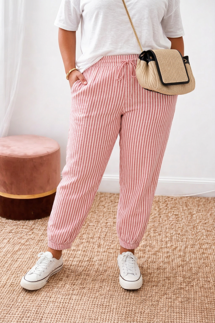 Magnolia | Blush Stripe Avslappnade Byxor