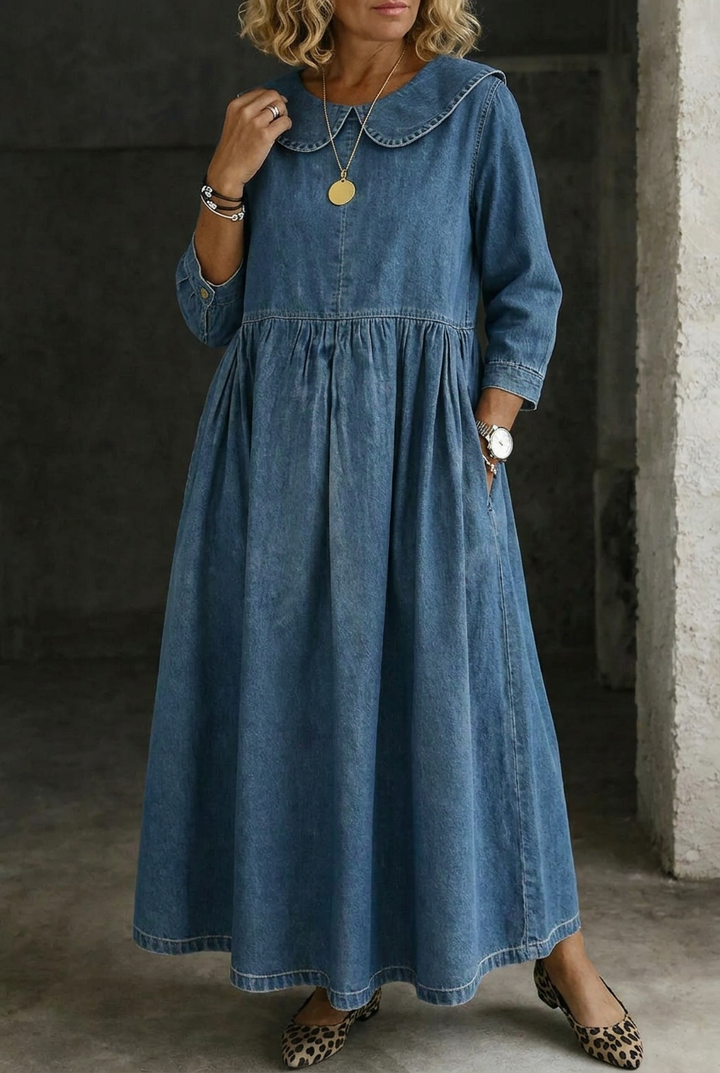 Camille | Peter Pan Krage Denim Klänning