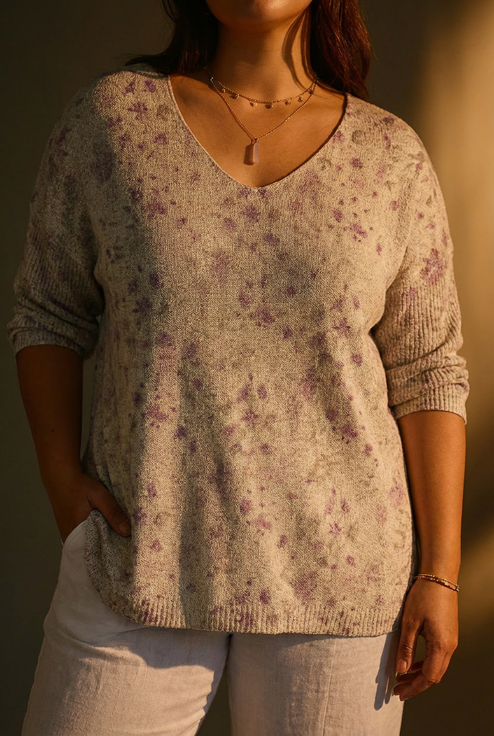 Kvinnors Vintage Blommig Konst Avslappnad Pullover Stickad