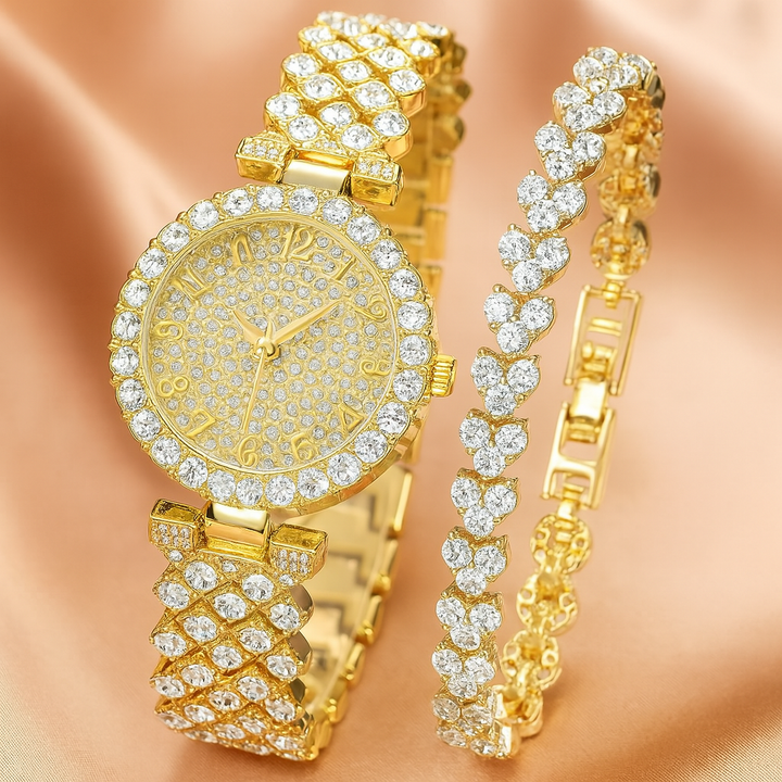 Luxe Radiance Guldur &amp; Armband Set | Guld