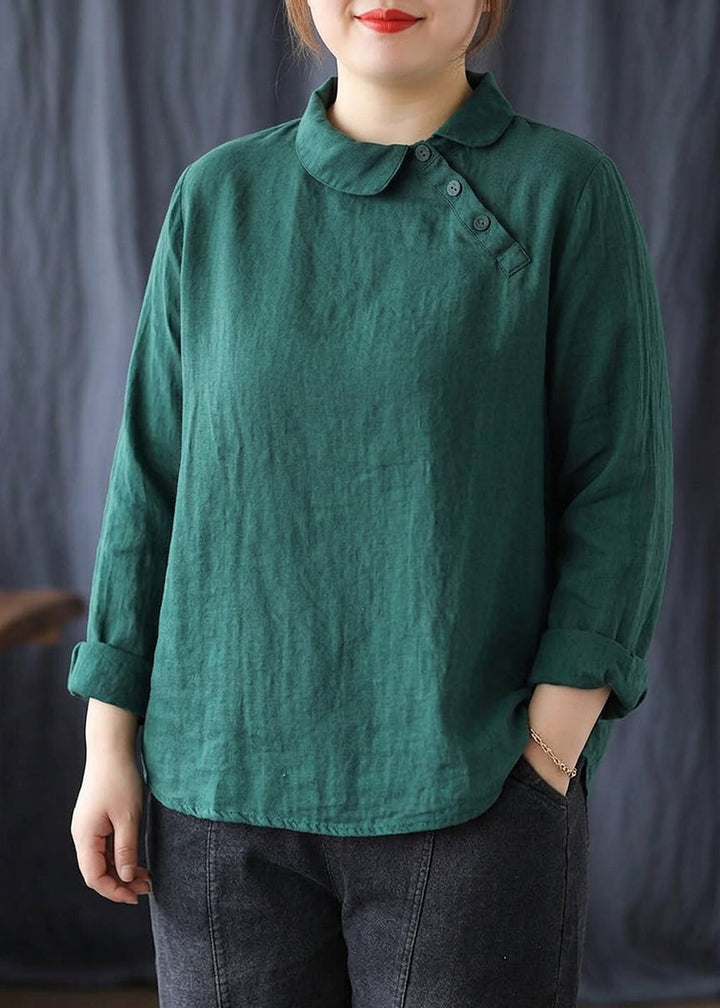 Briony - Chic Vita Kläder Krage Knapp Nere Vår Blusar