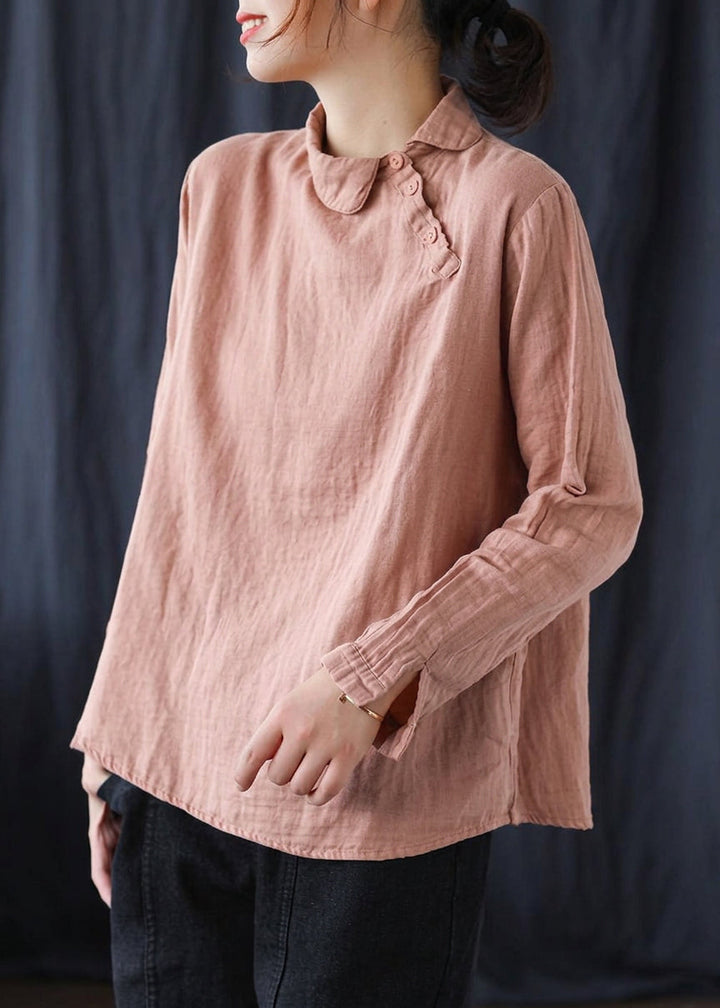 Briony - Chic Vita Kläder Krage Knapp Nere Vår Blusar