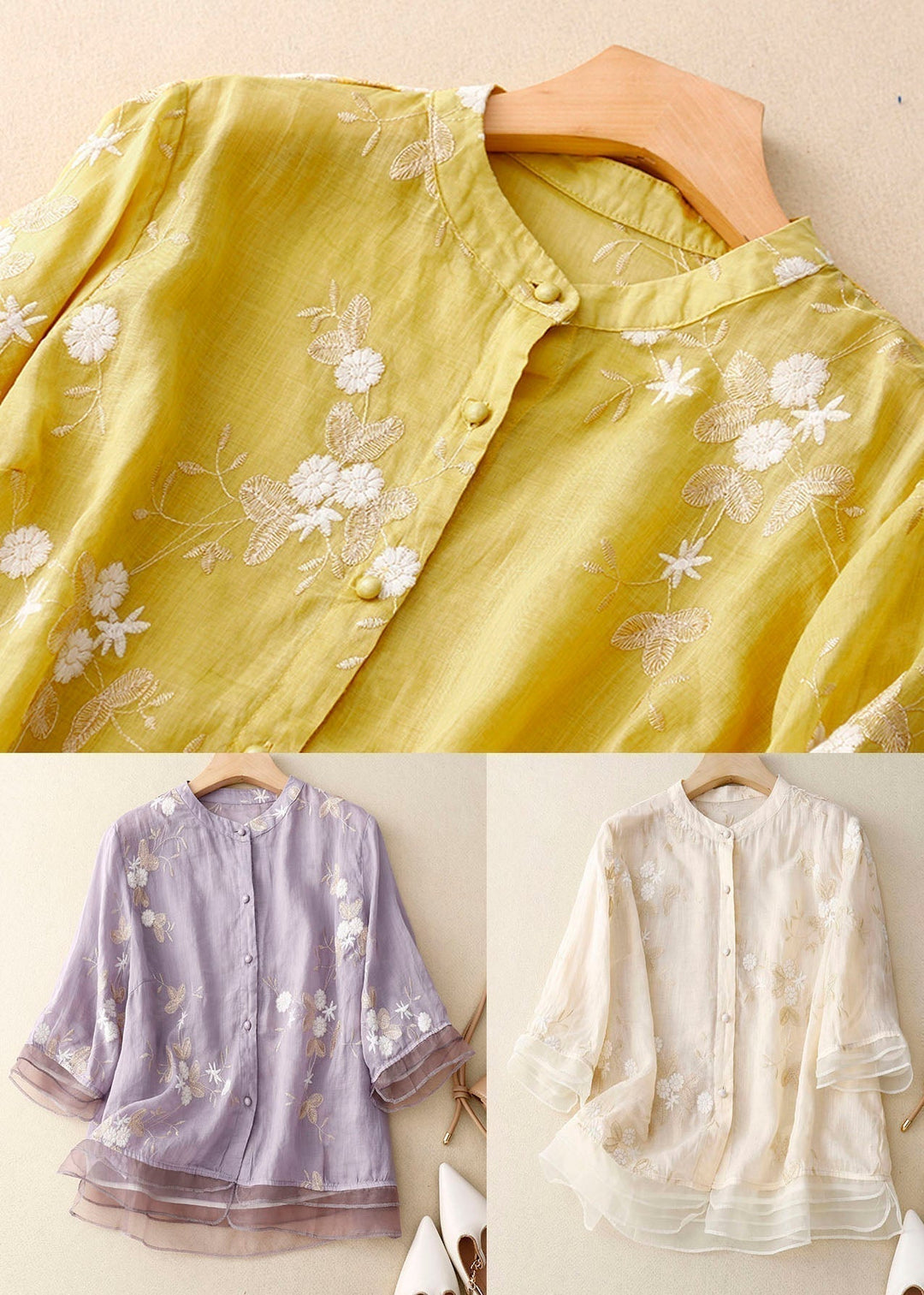 Anouk | Chic Blus med Blommiga Accenter