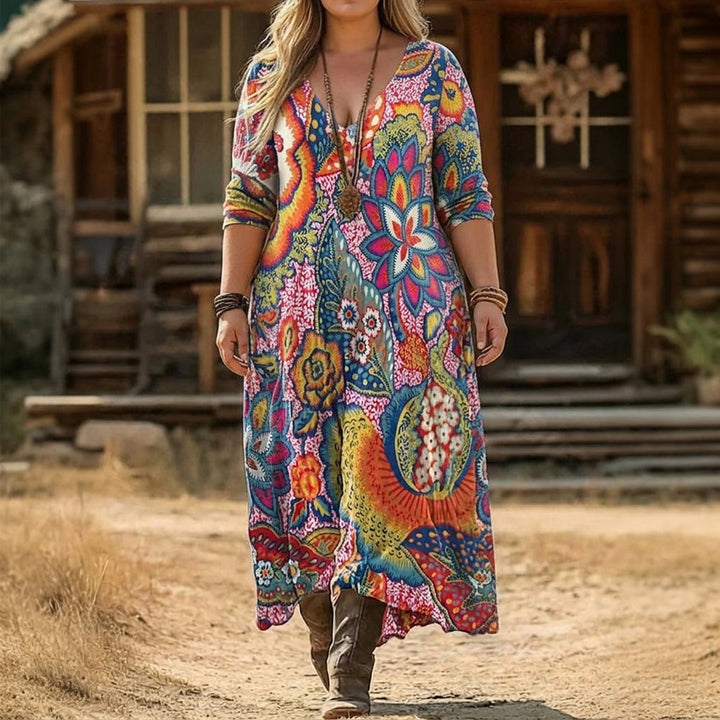 Solene | Vintage-inspirerad långärmad avslappnad klänning