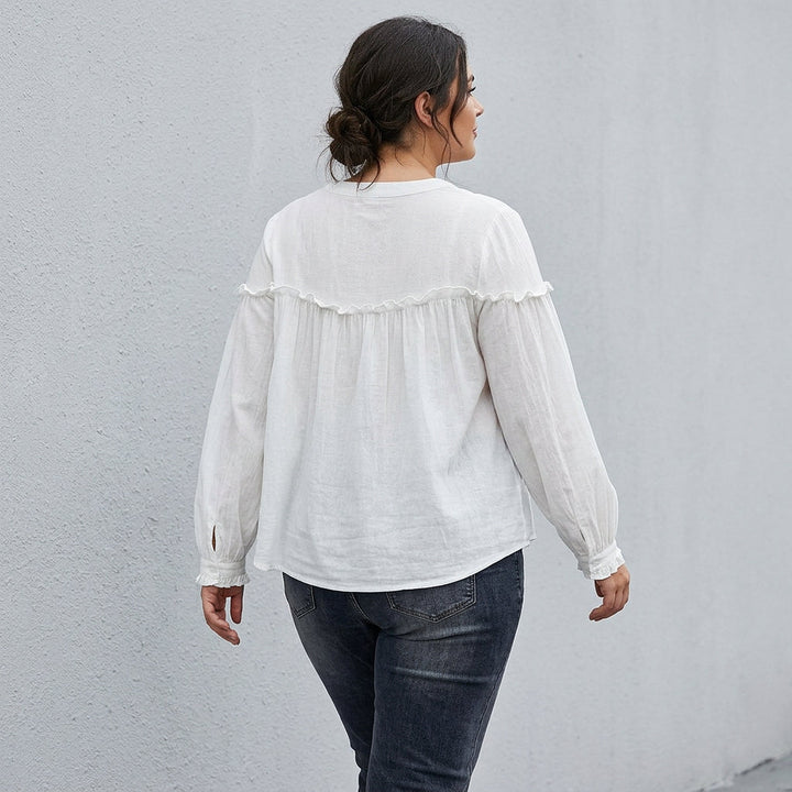 Ines - Ren Bomull Volangskjorta Topp