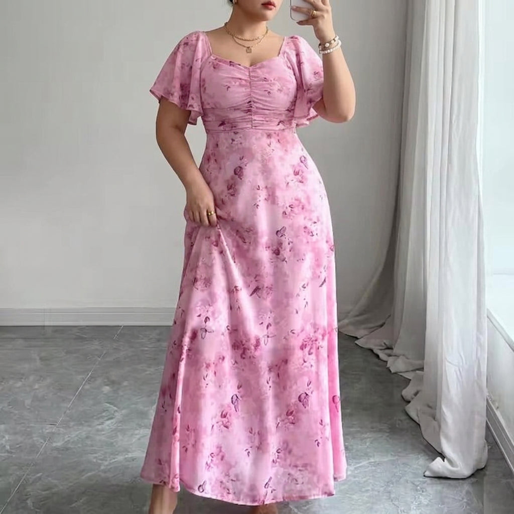 Naomi – Elegant Slim Klänning med Volangärmar