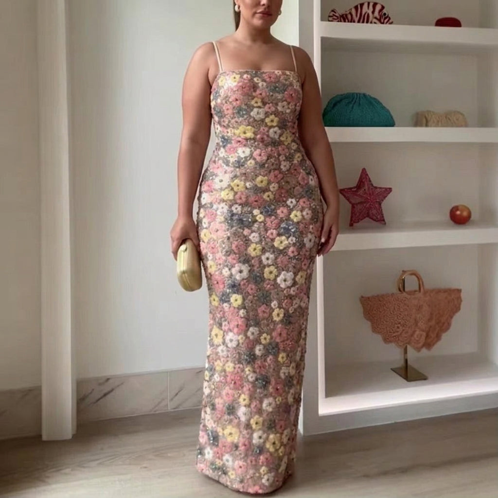 Lara - Elegant Strapless Sequin Maxi Klänning
