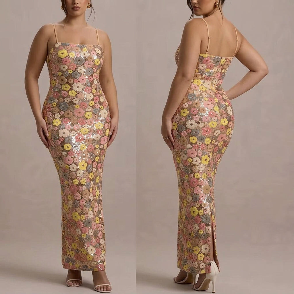 Lara - Elegant Strapless Sequin Maxi Klänning
