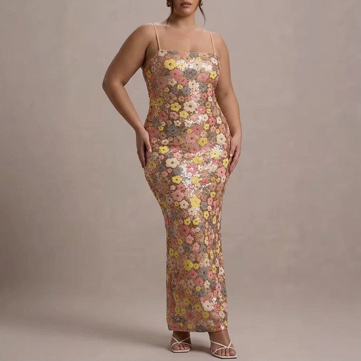 Lara - Elegant Strapless Sequin Maxi Klänning