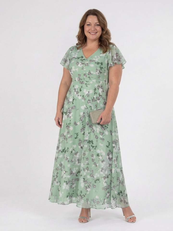 Leontine | Blommig Chiffon Maxiklänning