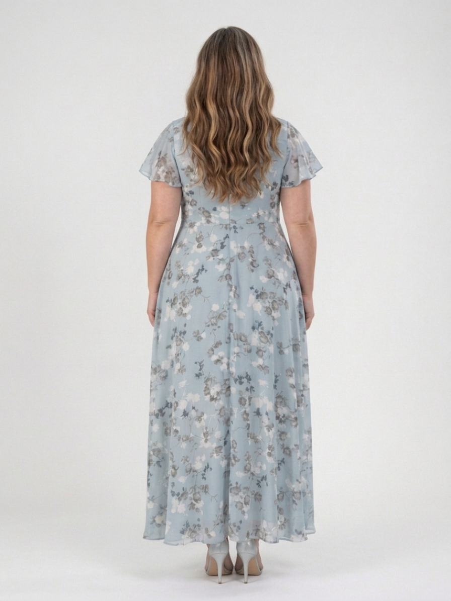 Leontine | Blommig Chiffon Maxiklänning