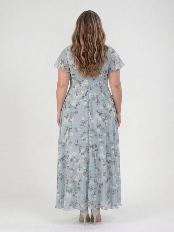 Leontine | Blommig Chiffon Maxiklänning