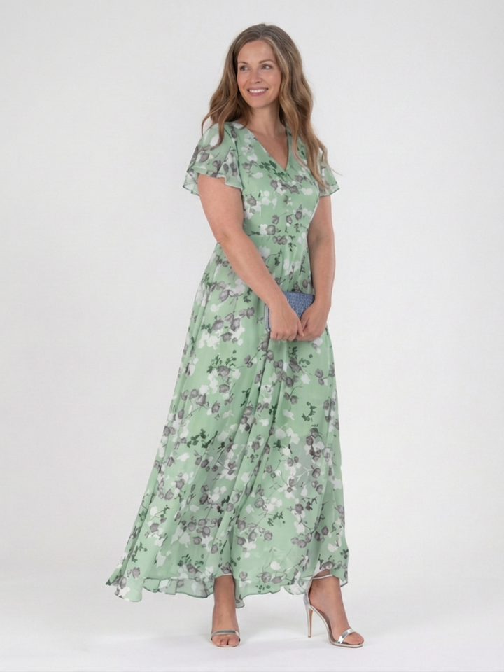 Leontine | Blommig Chiffon Maxiklänning