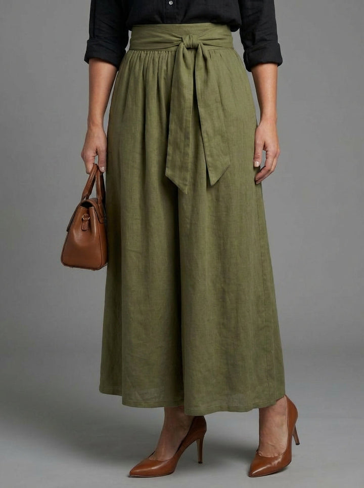 Tabitha | Tvådelad Set Svart Blus Olivgrön Midi Kjol