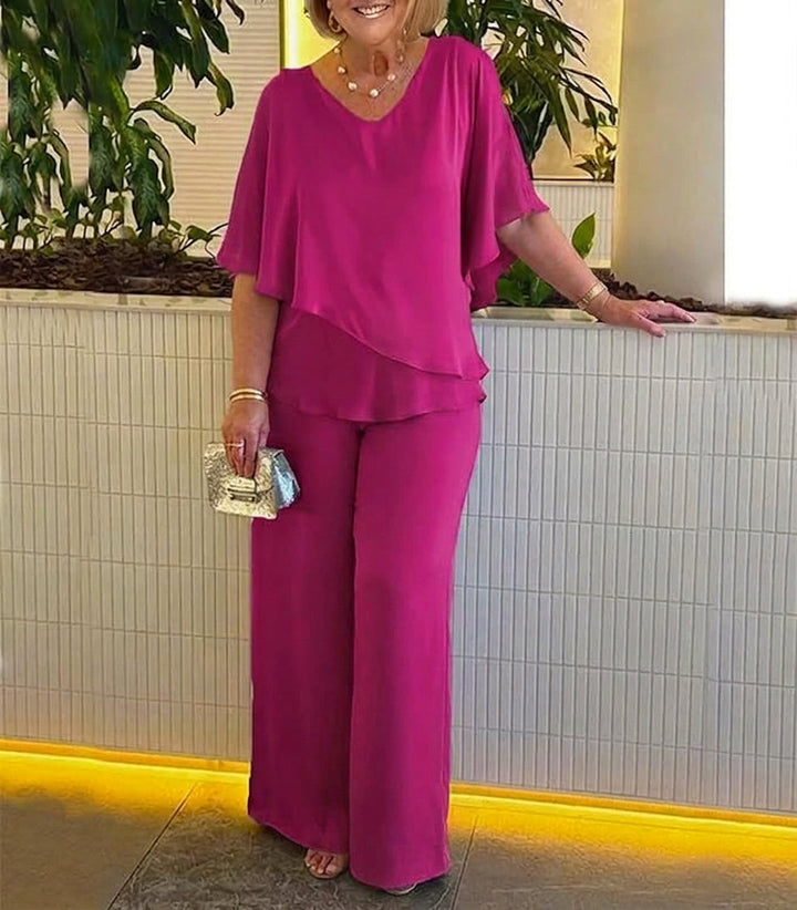 Vita | Koordinerat Set Tvådelat Med Byxor Vida Ben