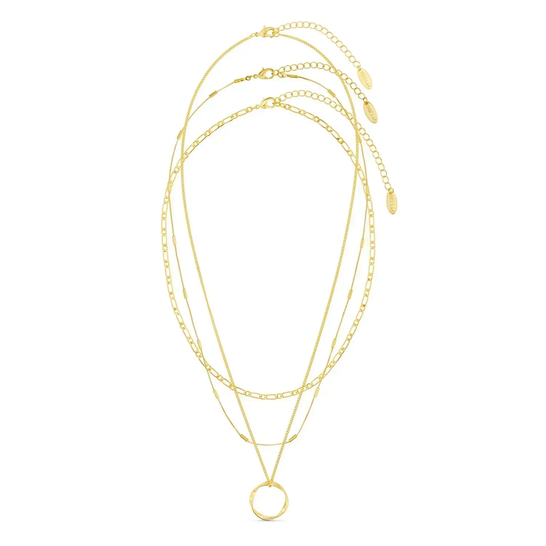 Briar Circle Tre Rad Halsband | Vit Guld