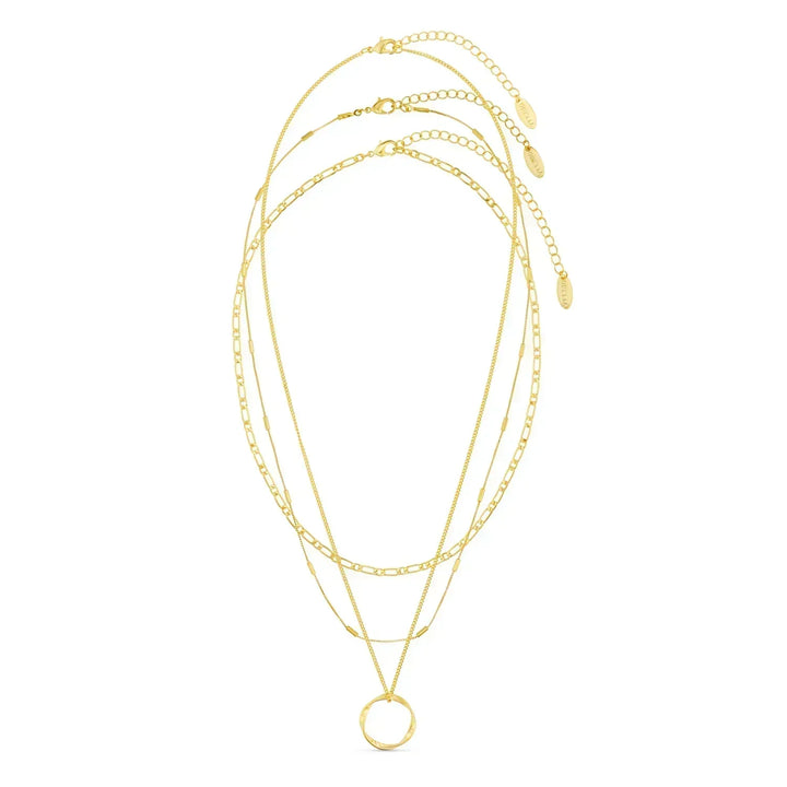 Briar Circle Tre Rad Halsband | Vit Guld